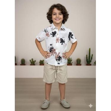 Imagem de Conjunto Infantil Menino Shorts de Linho e Camisa Off Lucas - Fabuloso