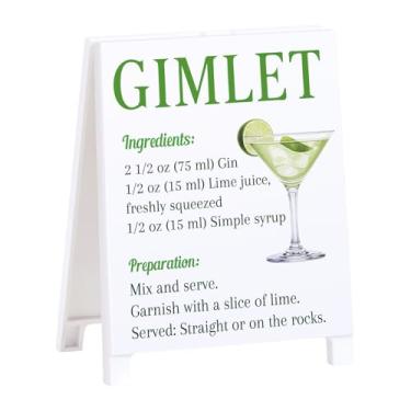 Imagem de Gimlet Recipe Decoração de bar rústico para casa café fazenda placa de coquetel para cozinha bar carrinho acessórios mixologia presente de Natal para bartender homens mulheres novo casal - 14 x 11 cm