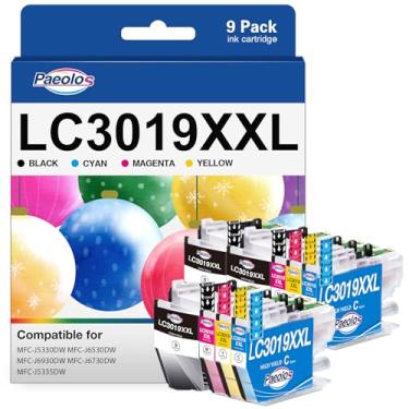 Imagem de Paeolos Cartucho de tinta compatível LC3019XXL BK/C/M/Y de substituição para Brother LC3017 LC3019 XXL, use com impressoras a jato de tinta MFC-J5330DW MFC-J6930DW MFC-J6730DW, 9 pacotes (2CMY e 3BK)