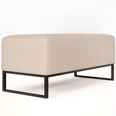 Imagem de Puff Decorativo Para Sala de Estar Cléo W01 Base de Ferro 90 cm Suede Bege - Lyam Decor