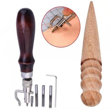 Imagem de Frisador Ferramenta Riscador Groover Couro + Brunidor Alisar - Evolver
