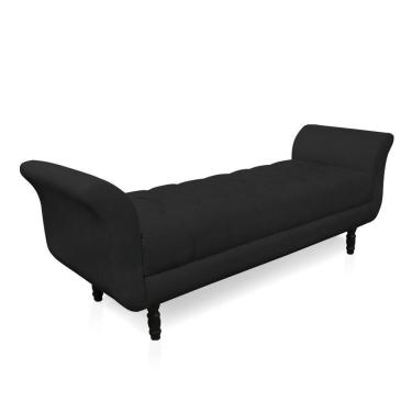 Imagem de Recamier Olinda Veludo 160 Cm Pés Torneados Castanhos - D'rossi Cor Preto