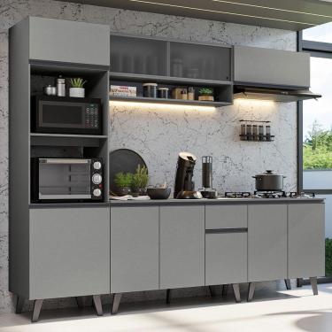 Imagem de Armário De Cozinha Completa 260cm Cinza Nice 02 Cinza