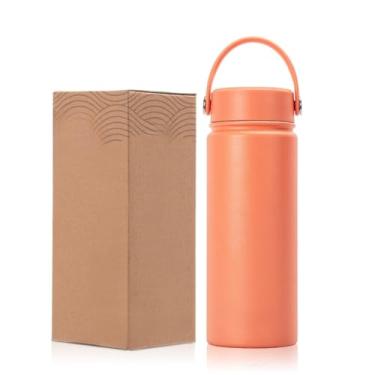 Imagem de Garrafa TéRmica de Grande Capacidade 532 ML Garrafa Isolada Garrafa Espaçosa Dupla Utilização Quente/Fria Capacidade Generosa Isolamento(532ml/Tampa da mão,Laranja)