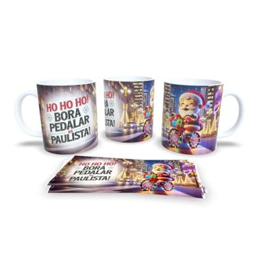 Imagem de Caneca de Natal com Papai Noel Surfista, Porcelana Branca, Tema Tropical, Decoração Praiana de Natal (19994)