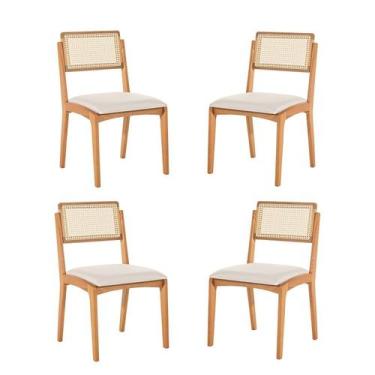 Imagem de Kit 4 Cadeiras com Encosto Tela Assento Estofado Verona - Casa e Jardi