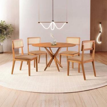 Imagem de Conjunto de Sala de Jantar Mesa 120 Cm com 4 Cadeiras Ava - Zurc Decor