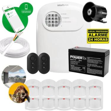 Imagem de Kit Alarme Com 5 Sensores De Presença Semi-aberto Pet - INTELBRAS