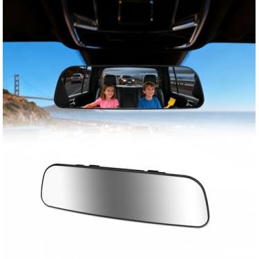 Imagem de HmmtyRack Espelho retrovisor, 24 cm, cromado, antirreflexo, retrovisores panorâmicos, universais, convexos, clipe interno de carro, extensor de espelho retrovisor grande angular extra grande para