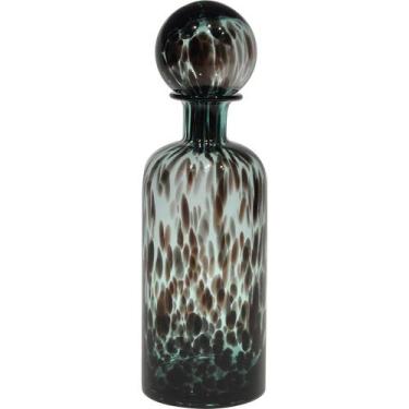 Imagem de MESSINA GARRAFA DECORATIVA 40x12x12cm VIDRO VERDE COM TAMPA - HOMECO