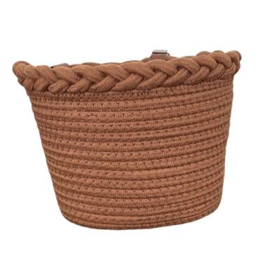 Imagem de Vaveren Cesta de bicicleta infantil com decoração frontal e alças ajustáveis ​​para meninos e meninas, parque, acampamento ao ar livre, passeios, Marrom Escuro