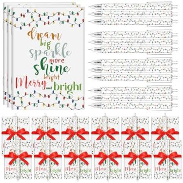 Imagem de Sayglossy 24 conjuntos de luzes de Natal, lembrancinhas de festa, cadernos de bolso com canetas esferográficas, presentes inspiradores para colega de trabalho, professores, amigos, material de