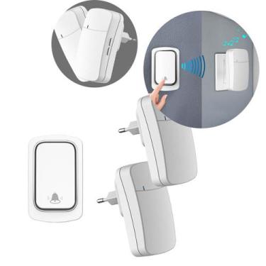 Imagem de Campainha Residencial Dupla Sem Fio e Sem Bateria 38 Toques Branco - G