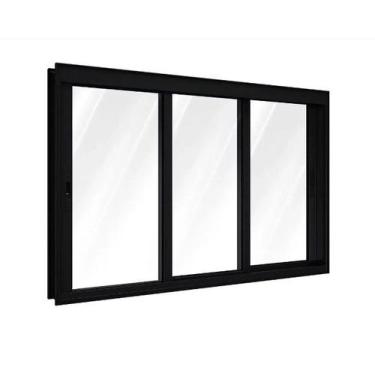 Imagem de Janela 3 Folhas Vidro Alumínio Branco ou Preto Linha 25 Suprema - Jagu