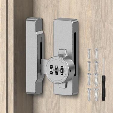 Imagem de SecureLatch Fechadura de porta de celeiro sem chave, combinação de 90/180 graus para porta deslizante de celeiro, armário, galpão, sala de armazenamento, janela - travas de segurança com senha