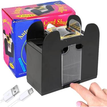 Imagem de Dacefloy Baralhador de cartas elétrico – Misturador de cartas automático rápido para cartas padrão, alimentado por USB-C/bateria, para adultos, noites de jogos em família e jogos de cartas (H06)