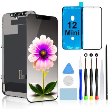 Imagem de Brinonac Kit de substituição de tela para iPhone 12 Mini - Tela LCD Full HD de 5,4 polegadas, conjunto de montagem digitalizador de toque com ferramentas de reparo e protetor de vidro temperado