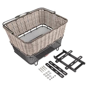 Imagem de oshhni Cesto traseiro genérico para bicicleta, grande capacidade para compras, mochilas, multiuso, com alça de transporte, 41,4 x 33,5 x 25,4 cm (16,3 13,2, Bege