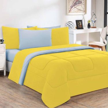 Imagem de Edredom Malha 100% Algodão Gran Moratta 1 Peça Solteiro - Amarelo-azul Bebê