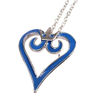 Imagem de New Horizons Production Kingdom of Hearts Colar com pingente de coração com recorte azul