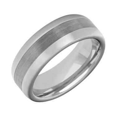 Imagem de Brilliant Expressions Aliança de casamento masculina de carboneto de tungstênio – Anel de acabamento polido cinza de 8 mm com perfil baixo de cúpula, bordas lisas, ajuste confortável, resistente a
