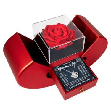 Imagem de To My Granddaughter from Grandma | Presente de aniversário, formatura, Natal de avós | Colar com pingente com cartão de mensagem e caixa de presente, 18" - 22" (45.72 cm - 55.88 cm), Aço inoxidável