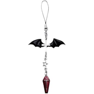 Imagem de Pingente de corrente preta para celular, pingente gótico Y2K, chaveiro Kawaii, chaveiro feminino, cordão de guitarra com contas, pingentes para celular, chaveiro de carro