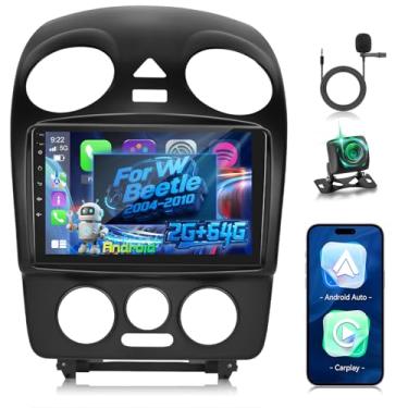 Imagem de Rádio automotivo Android para Volkswagen Beetle 2004-2010 com Carplay e Android Auto, 2G + 64G Volxcereo tela sensível ao toque de 9 polegadas com Bluetooth, FM, RDS/WiFi/Navegação GPS/SWC + Câmera de