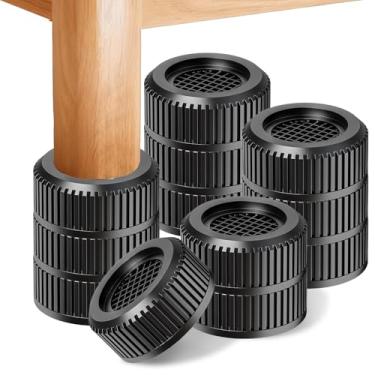 Imagem de Elevadores de cama redondos para móveis – Resistente antiderrapante ajustável (3,3 cm - 9,4 cm Hgt) Elevador de cama para mesa, sofá, cadeira, geladeira e máquina de lavar (9,7 polegadas, preto