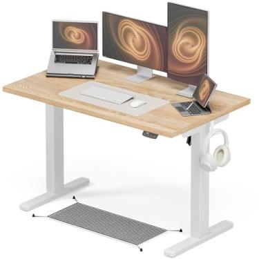 Imagem de Acrolix Mesa de pé ajustável em altura, 122 x 61 cm, mesa de pé sentada, 3 memórias predefinidas para computador, mesa de escritório em casa, mesa de jogos de computador com placa de emenda (mesa de