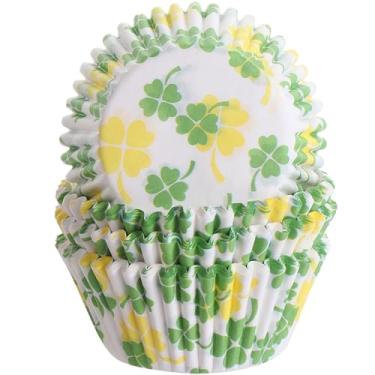 Imagem de Forros de cupcake 100 unidades de copos de cozimento padrão de grau alimentício à prova de graxa sem cheiro, envoltórios de muffin para festa de casamento, aniversário, chá de bebê (folhas)