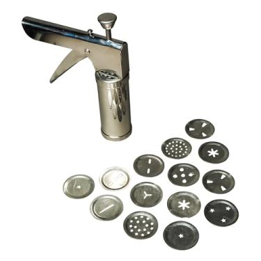 Imagem de HOMORA Prensa Sev Maker de Aço Inoxidável – Ferramenta de Cozinha Multiuso para Macarrão, Murukku, Chakli, Gathiya e Namkeen Snacks – Máquina Manual Sancha Sevaiya com Vários Discos – Acabamento