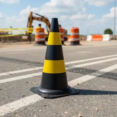 Imagem de Kit 5 Cones de Sinalização PVC Rígido 50cm Segurança, Trânsito e Demar