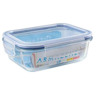 Imagem de Pote Quadrado De Vidro Hermético 640ml Com Tampa Marmita - Ls House