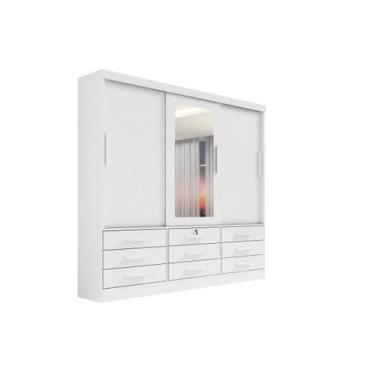Imagem de Guarda Roupa Roupeiro Meridian Plus 3 Portas 9 Gavetas Com Espelho Bra