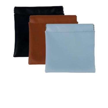 Imagem de Bolsa de maquiagem pequena para bolsa, bolsa portátil para mulheres, organizador de batom, bolsa de armazenamento pequena para kit de viagem, Preto + marrom + azul, pacote com 3
