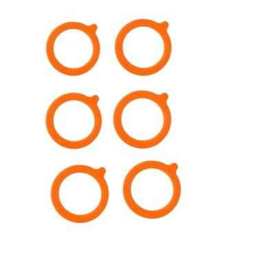 Imagem de 6 peças de juntas de silicone laranja para frascos de vidro, anéis de vedação de borracha, vedação hermética à prova de vazamento para frascos de conserva boca regular