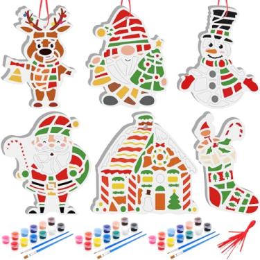 Imagem de Gersoniel Kit de 6 pedras de piso, pinte sua própria pedra de piso, faça você mesmo, arte artesanal, mosaico, cerâmica, pedras de jardim de Natal, presentes de cerâmica, para decoração de jardim