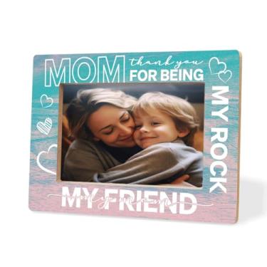 Imagem de Moldura de madeira para mãe, Thank You For Being My Rock Friend & Mom Thoughtful Dia das Mães, presente de aniversário de Ação de Graças e Natal, decoração de mesa para casa, lembrança de família, 20