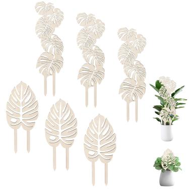 Imagem de 6 peças de treliça Monstera de madeira espessa 2 estilos treliças de plantas de madeira treliça Monstera interior para plantas trepadeiras Suporte de plantas em vaso, 9,8 ~ 39,6 cm de comprimento, 0,2