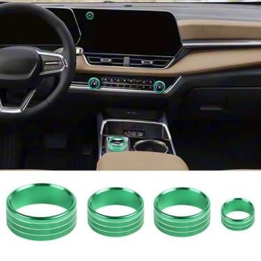 Imagem de Para Chevy Equinox 2025 2026 acessórios interiores AC ar condicionado volume interruptor de mudança de marchas botão tampa anel botão de acionamento acabamento liga de alumínio (verde)