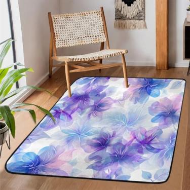 Imagem de Tapete de área para sala de estar, lavável à máquina, mandala, roxo, antiderrapante, tapete macio, para sala de estar, quarto, sala de jantar, berçário, cozinha, decoração de casa