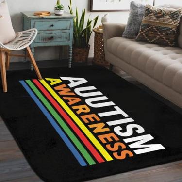 Imagem de Tapete de área para sala de estar, lavável à máquina, autismo, colorido, antiderrapante, tapete macio, para sala de estar, quarto, sala de jantar, berçário, cozinha, decoração de casa