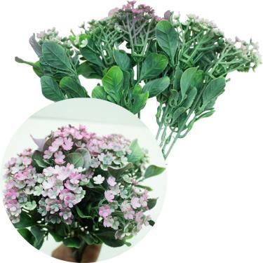Imagem de Kit 12 Plantas Kalanchoe Artificiais Flores Rosa Jardim 30cm