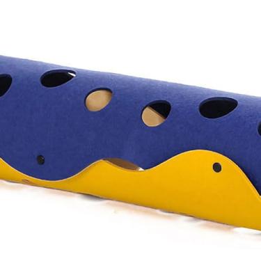 Imagem de Naroote Brinquedo Dobrável Durável do Tubo do Túnel Gato de Feltro Apropriado para Gatos de Todas As Estações Material: Poliéster (Azul e Amarelo)