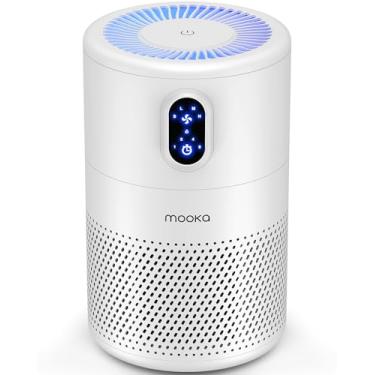 Imagem de MOOKA Purificadores de ar para casa grande sala de até 1076 pés quadrados, limpador de filtro de ar HEPA verdadeiro H13, eliminador de odores, remover poeira de fumaça pólen pêlen, luz noturna