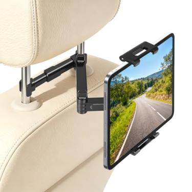 Imagem de Kincown Suporte de tablet para encosto de cabeça de carro, suporte giratório ajustável de 360°, suporte de assento traseiro de carro para iPad, essenciais para viagens de carro para crianças