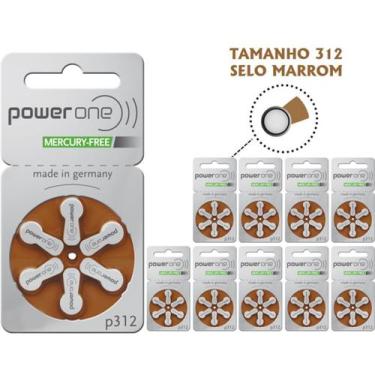 Imagem de 60 Pilhas Baterias aparelhos auditivos Power One tamanho 312 SELO MARR