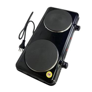 Imagem de Fogareiro Elétrico Indução 2 Bocas, 2000W, 220V, Preto, Aço Esmaltado, Portátil, 43x21x6cm