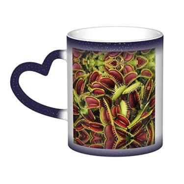 Imagem de Copo de café divertido com plantas carnívoras, copo de cerâmica com mudança de cor sensível ao calor 12 Oz, para café/chá/leite/cacau, para adolescente/aniversário/festival/presentes